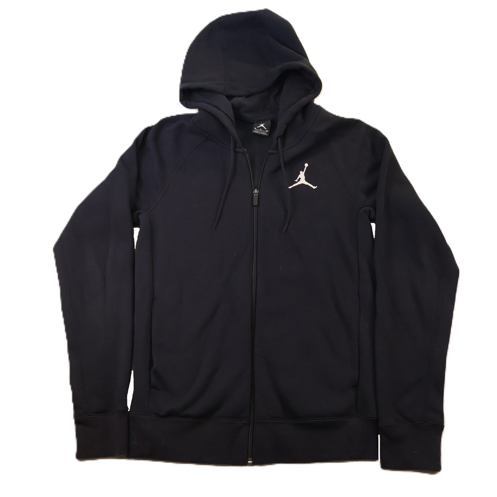 Nike Air Jordan Mens Small Full Zip Hoodie Sweatshirt Black Jumpman